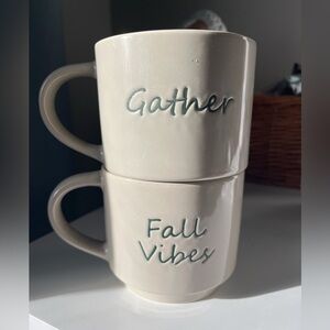 Gather & Fall Matching Stacking Mug Set Sage Green nesting cups holiday decor